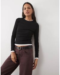 New Look - Double Layer Trim Long Sleeve Baby Tee - Lyst