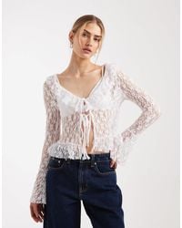 Miss Selfridge - Ruffle Tie Front Top - Lyst