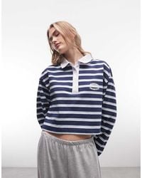 ASOS - Weekend Collective Cropped Stripe Polo Top - Lyst