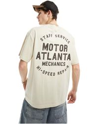 Bershka - T-shirt color pietra con stampa "motor atlanta" - Lyst