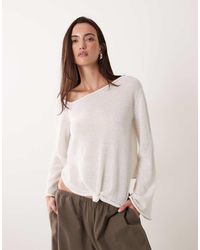 Miss Selfridge - Sheer Knit Knot Detail Long Sleeve Top - Lyst