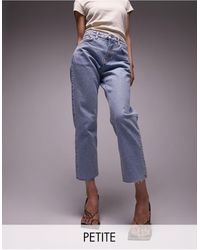 Topshop Unique - Cropped Mid Rise With Raw Hems Straight Jean - Lyst