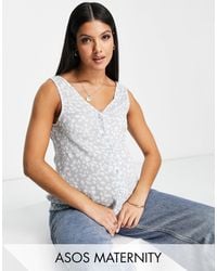 ASOS - Asos Design Maternity Crinkle Button Through Vest - Lyst