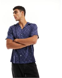 SELECTED - Camisa azul marino extragrande con cuello - Lyst