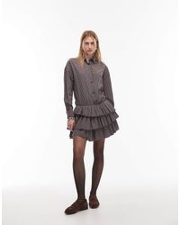 ASOS - Vestido Camisero Corto A Con Falda Plisada Y Cintura Baja De - Lyst