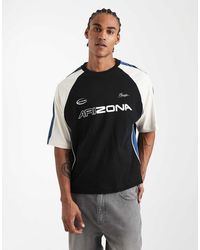 ASOS - Boxy Oversized T-shirt With Cut And Sew Panelling And Sports Graphics - Lyst