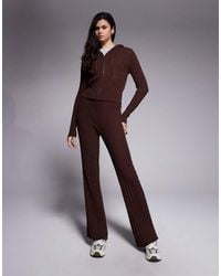 River Island - Knitted Wide Leg Cable Knitted Trouser Co-ord - Lyst