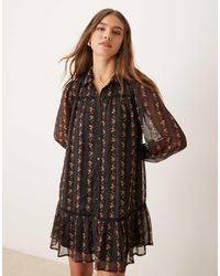 Miss Selfridge - – hemdkleid mit blümchenmuster und verzierung - Lyst