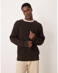 SELECTED - Pull côtelé à manches raglan - marron - Lyst