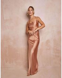 Six Stories - Cami Cowl Front Satin Bridesmaid Dress - Lyst