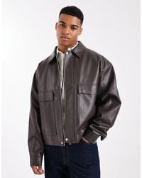 ASOS - Leather Look Coach Jacket - Lyst