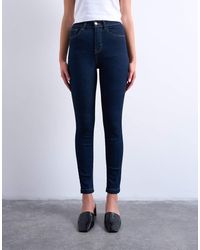 TOPSHOP - Vaqueros De Talle Alto Y Corte Pitillo Con Enjuagado Jamie De -Azul - Lyst