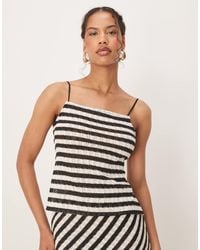 Mango - Slim Fit Fine Knit Tie Back Striped Top Co-Ord - Lyst
