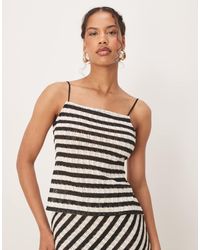 Mango - Top A Rayas De Corte Slim Con Lazada Trasera De Punto Fino De (Parte De Un Conjunto) - Lyst