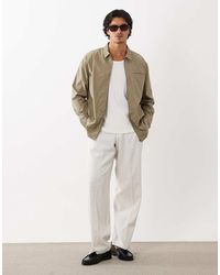 ASOS - Relaxed Zip Up Ribbed Texture Shirt - Lyst