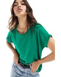 ONLY - Top A Maniche Corte Girocollo Acceso - Lyst