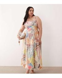 ASOS - Asos Design Curve Square Neck Midi Sundress With Sculpted Bust And Contrast Piping - Lyst