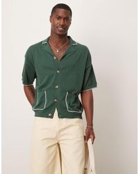 ASOS - Relaxed Boxy Fit Knitted Button Through Polo With Blanket Stitch - Lyst