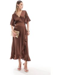 Bardot - Ax Paris Satin Wrap Dress - Lyst