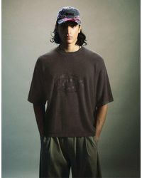 Bershka - Short Sleeve Washed-Effect T-Shirt With Patches - Lyst