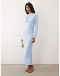 ASOS - Asymmetric Drape Slash Neck Maxi Dress - Lyst