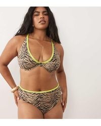 ASOS - Asos Design Curve Zaria High Leg High Waist Bikini Bottom With Contrast - Lyst