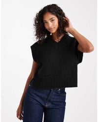 ASOS - Top Senza Maniche Soffice Squadrato Con Scollo A V - Lyst
