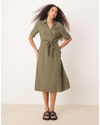 Jdy - – midi-hemdkleid aus leinenmix - Lyst