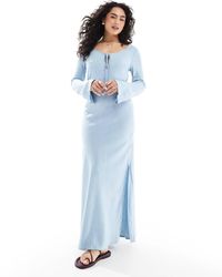 ASOS - Soft Denim Maxi Dress With Tie Front - Lyst
