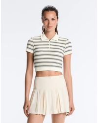 Oysho - Striped Seamless Short-Sleeved Polo Shirt - Lyst