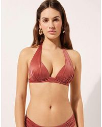 Calzedonia - Calzendonia Padded Triangle Bikini Top Shiny Satin - Lyst