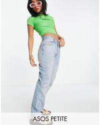 ASOS - Asos Design Petite Cotton Blend Mid Rise '90's' Straight Leg Jeans - Lyst