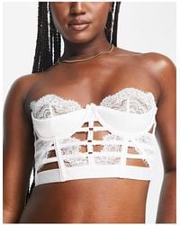 Hunkemöller - Seraphina Non Padded Lace Corset Bra With Strappy Longline Detail - Lyst