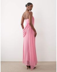 ASOS - Mesh Bandeau Drape Scarf Detail Maxi Dress - Lyst