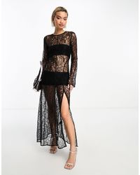 & Other Stories - Long Sleeve Lace Maxi Dress With Thigh Split - Lyst