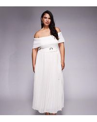 Forever New - Knitted Bardot Belted Pleat Skirt Maxi Dress - Lyst