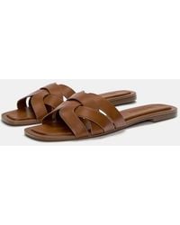 Pull&Bear - Flat Crossover Slider Sandals - Lyst