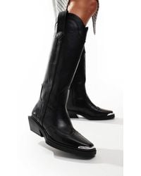 ASOS - Celeste Flat Western Knee Boots - Lyst