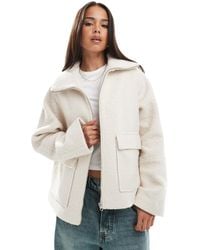 ASOS - Cosy Pocket Detail Harrington Coat - Lyst