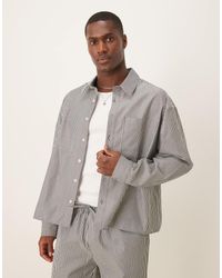 ASOS - Camicia Oversize Squadrata Grigia A Righe - Lyst