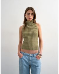 TOPSHOP - Knit Draped Neck Top - Lyst