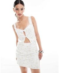 Collective The Label - Button Front Lace-Trim Top - Lyst