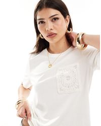 Vila - T-shirt oversize avec poche en crochet - Lyst