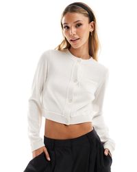 ASOS - Crew Neck Cropped Cardigan With Pocket - Lyst