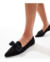 London Rebel - London Rebel Florence Wide Fit Pointed Bow Flat Shoes - Lyst