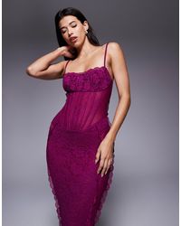 Murci - – exklusives maxi-trägerkleid aus transparenter spitze - Lyst