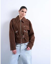 TOPSHOP - – bikerjacke aus wildlederimitat - Lyst