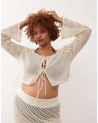 Noisy May - Top d'ensemble en maille au crochet noué devant - beige - Lyst