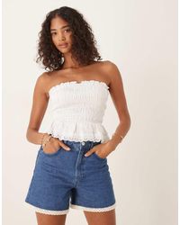 ASOS - Top A Fascia Arricciato Con Volant Sul Fondo - Lyst