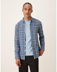 Farah - Brewer - chemise à carreaux avec manches longues et logo - Lyst